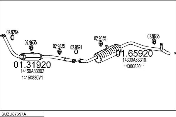 MTS SUZU87697A129100 - Система випуску ОГ autocars.com.ua