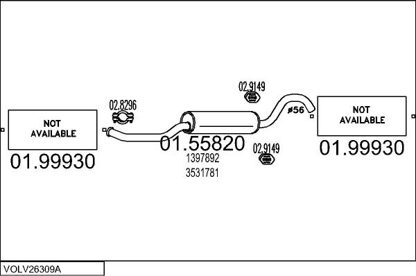 MTS VOLV26309A003983 - Система випуску ОГ autocars.com.ua