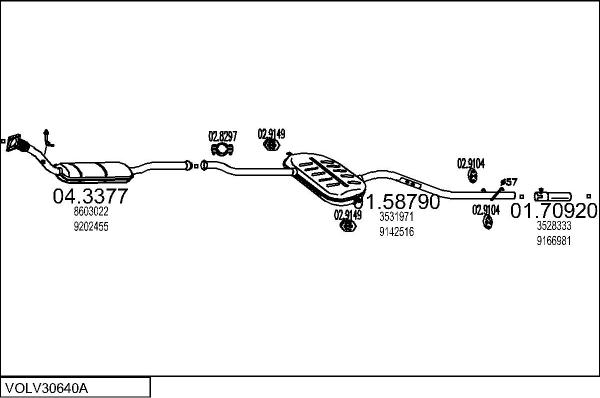 MTS VOLV30640A007250 - Система випуску ОГ autocars.com.ua
