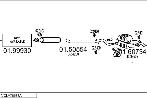 MTS VOLV78588A016493 - Система випуску ОГ autocars.com.ua