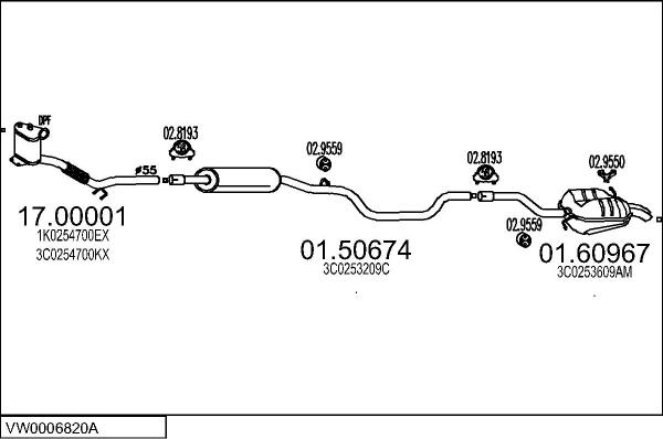 MTS VW0006820A019960 - Система випуску ОГ autocars.com.ua