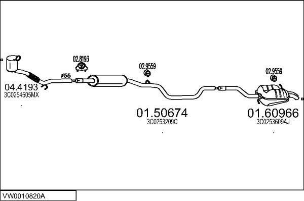 MTS VW0010820A019632 - Система випуску ОГ autocars.com.ua