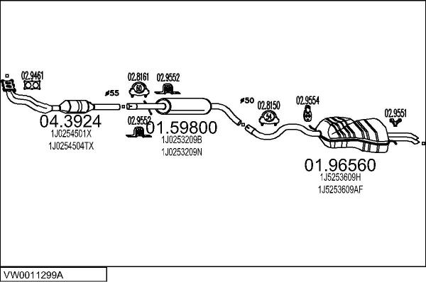 MTS VW0011299A058269 - Система випуску ОГ autocars.com.ua