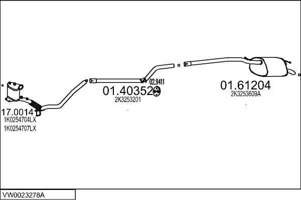 MTS VW0023278A015235 - Система випуску ОГ autocars.com.ua