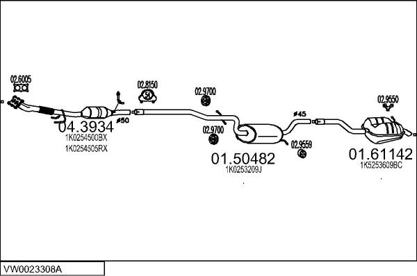MTS VW0023308A033049 - Система випуску ОГ autocars.com.ua