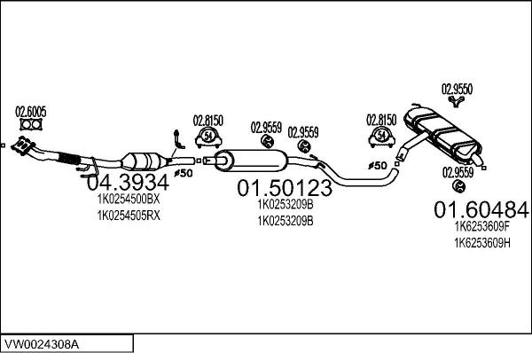 MTS VW0024308A030352 - Система випуску ОГ autocars.com.ua