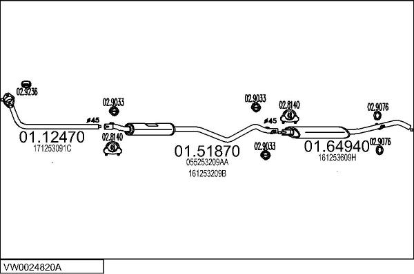 MTS VW0024820A001643 - Система випуску ОГ autocars.com.ua