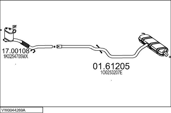 MTS VW0044269A018989 - Система випуску ОГ autocars.com.ua