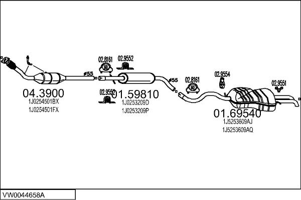 MTS VW0044658A016700 - Система випуску ОГ autocars.com.ua