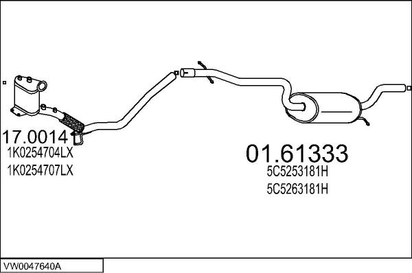 MTS VW0047640A024177 - Система випуску ОГ autocars.com.ua