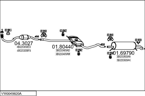 MTS VW0049820A015781 - Система випуску ОГ autocars.com.ua