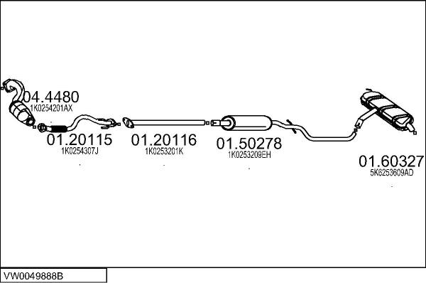 MTS VW0049888B032630 - Система випуску ОГ autocars.com.ua