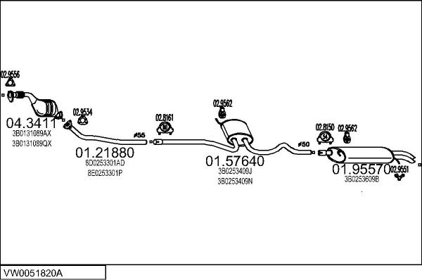 MTS VW0051820A005276 - Система випуску ОГ autocars.com.ua