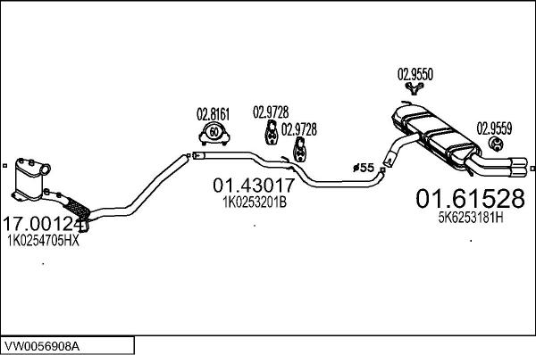 MTS VW0056908A029995 - Система випуску ОГ autocars.com.ua