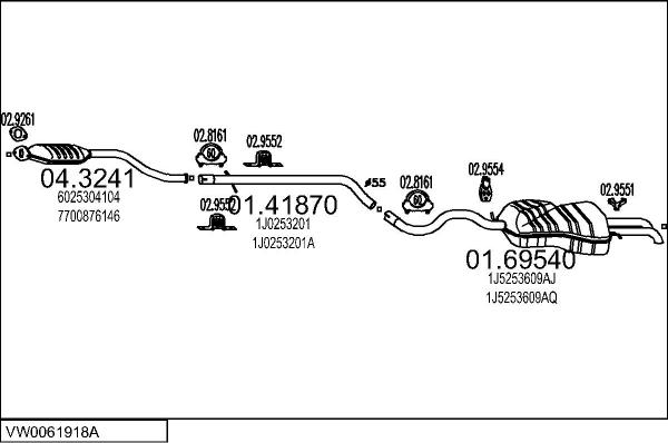 MTS VW0061918A133398 - Система випуску ОГ autocars.com.ua