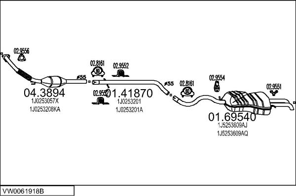MTS VW0061918B133398 - Система випуску ОГ autocars.com.ua