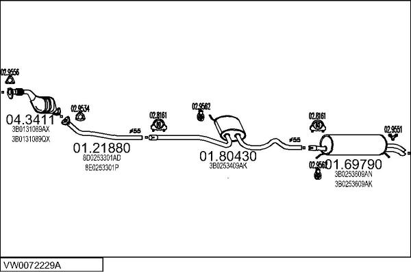 MTS VW0072229A016298 - Система випуску ОГ autocars.com.ua