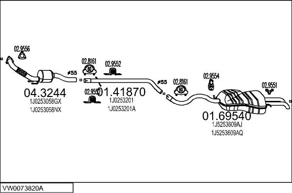 MTS VW0073820A015467 - Система випуску ОГ autocars.com.ua