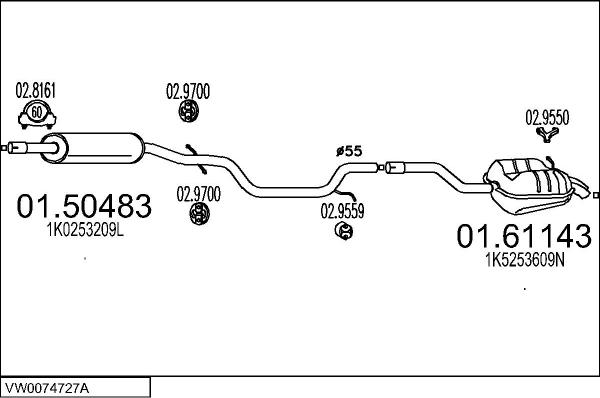 MTS VW0074727A133524 - Система випуску ОГ autocars.com.ua