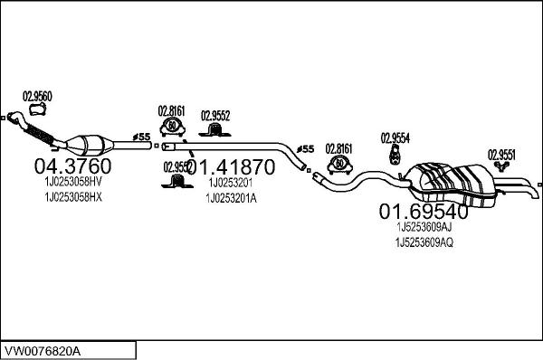 MTS VW0076820A013103 - Система випуску ОГ autocars.com.ua