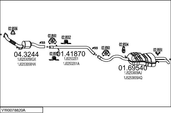 MTS VW0078820A015465 - Система випуску ОГ autocars.com.ua