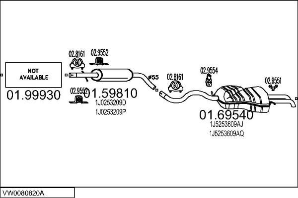 MTS VW0080820A015549 - Система випуску ОГ autocars.com.ua