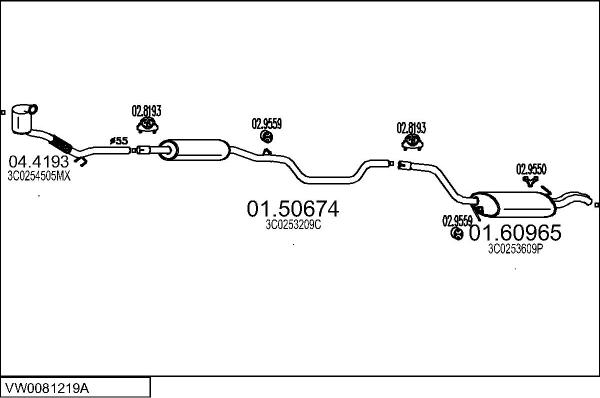 MTS VW0081219A018731 - Система випуску ОГ autocars.com.ua