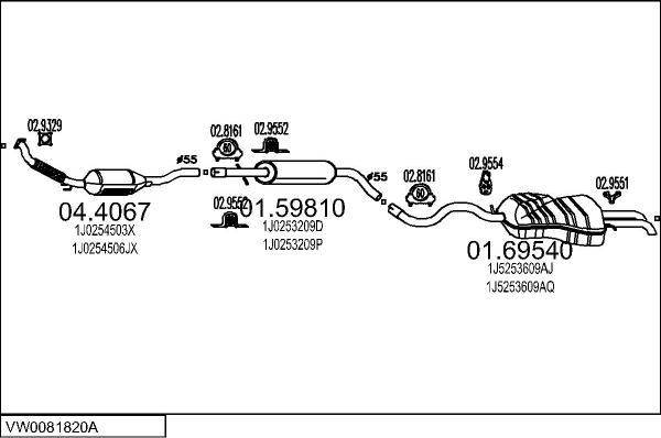 MTS VW0081820A015666 - Система випуску ОГ autocars.com.ua