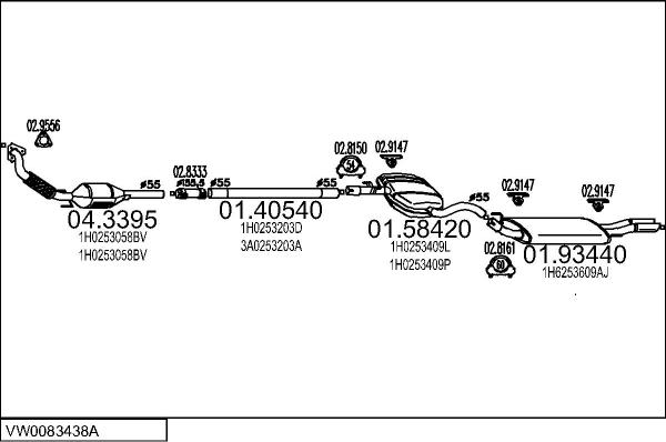MTS VW0083438A011199 - Система випуску ОГ autocars.com.ua