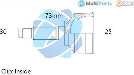 Multiparts 12-080722 - Шарнірний комплект, ШРУС, приводний вал autocars.com.ua
