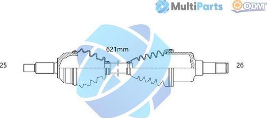 Multiparts 18-051730 - Приводний вал autocars.com.ua