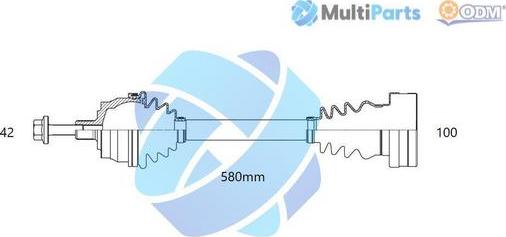 Multiparts 18-216800 - Приводний вал autocars.com.ua