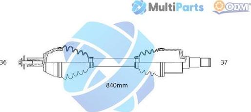 Multiparts 18-216820 - Приводний вал autocars.com.ua