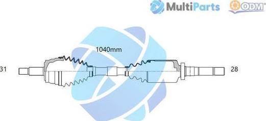 Multiparts 18-272590 - Приводний вал autocars.com.ua
