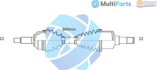 Multiparts 18-352570 - Приводний вал autocars.com.ua