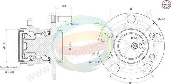 Multiparts 70-080036 - Комплект підшипника маточини колеса autocars.com.ua