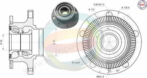 Multiparts 70-210035 - Комплект підшипника маточини колеса autocars.com.ua
