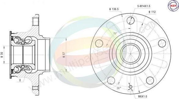 Multiparts 70-210039 - Комплект підшипника маточини колеса autocars.com.ua