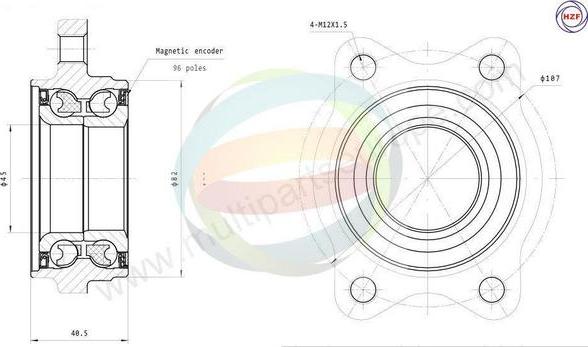 Multiparts 70-210071 - Комплект підшипника маточини колеса autocars.com.ua