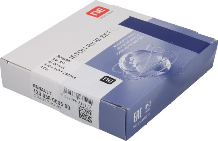 NE 120 038 0005 00 - Комплект поршневих кілець autocars.com.ua