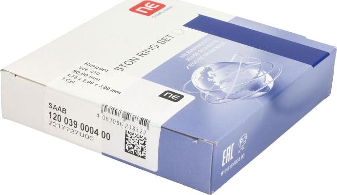 NE 120039000400 - Комплект поршневих кілець autocars.com.ua