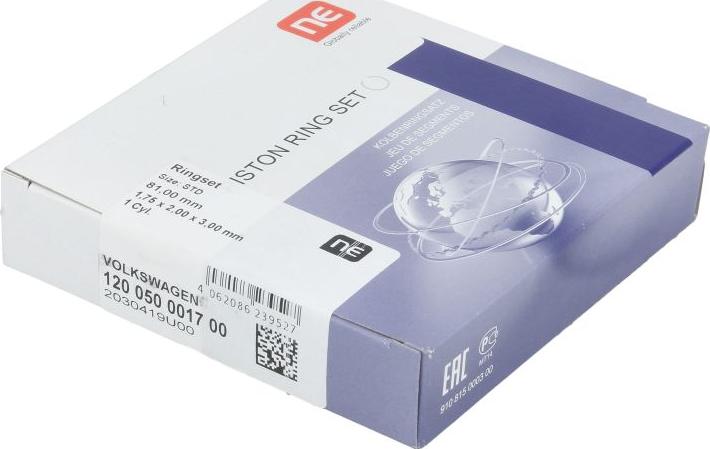 NE 120 050 0017 00 - Комплект поршневих кілець autocars.com.ua
