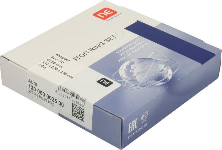 NE 120050002500 - Комплект поршневих кілець autocars.com.ua