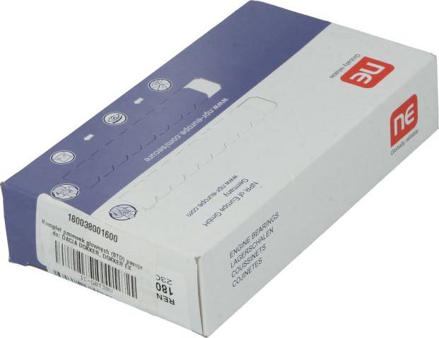 NE 180038001600 - Комплект підшипників колінчастого вала autocars.com.ua