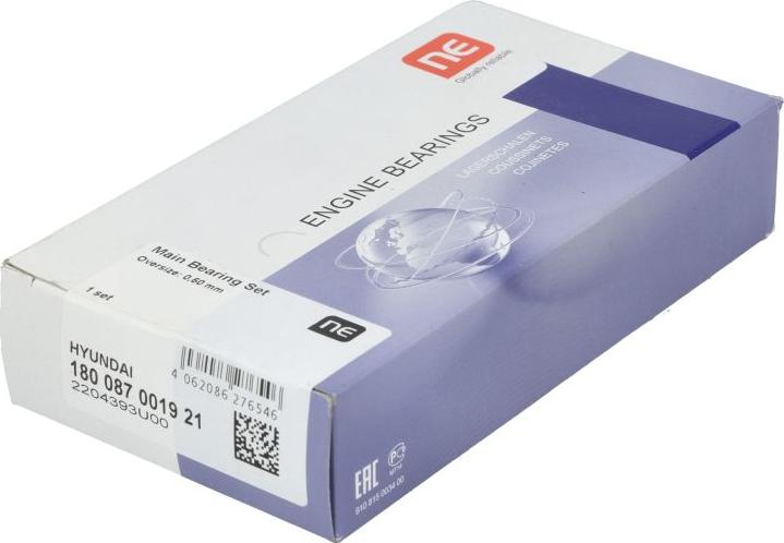 NE 180087001921 - Комплект підшипників колінчастого вала autocars.com.ua