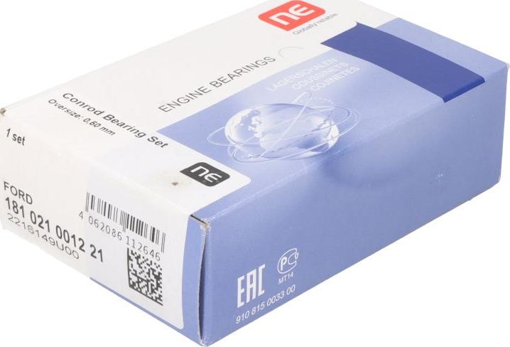 NE 181021001221 - Комплект шатунних вкладишів autocars.com.ua