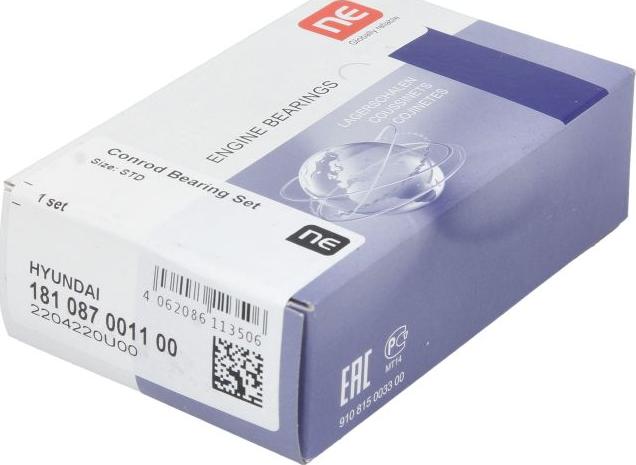 NE 181087001100 - Комплект шатунних вкладишів autocars.com.ua