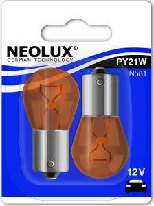 NEOLUX® N581-02B - Лампа допоміжн. освітлення РY21W 12V 21W ВАU15s blister 2шт вир-во Neolux autocars.com.ua