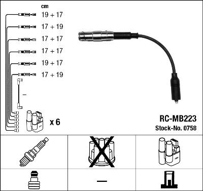 NGK 0758 - 0758 Комплект ізольованих проводів для свічок запалення RC-MB223 autocars.com.ua