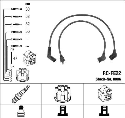 NGK 8086 - Комплект проводов зажигания avtokuzovplus.com.ua